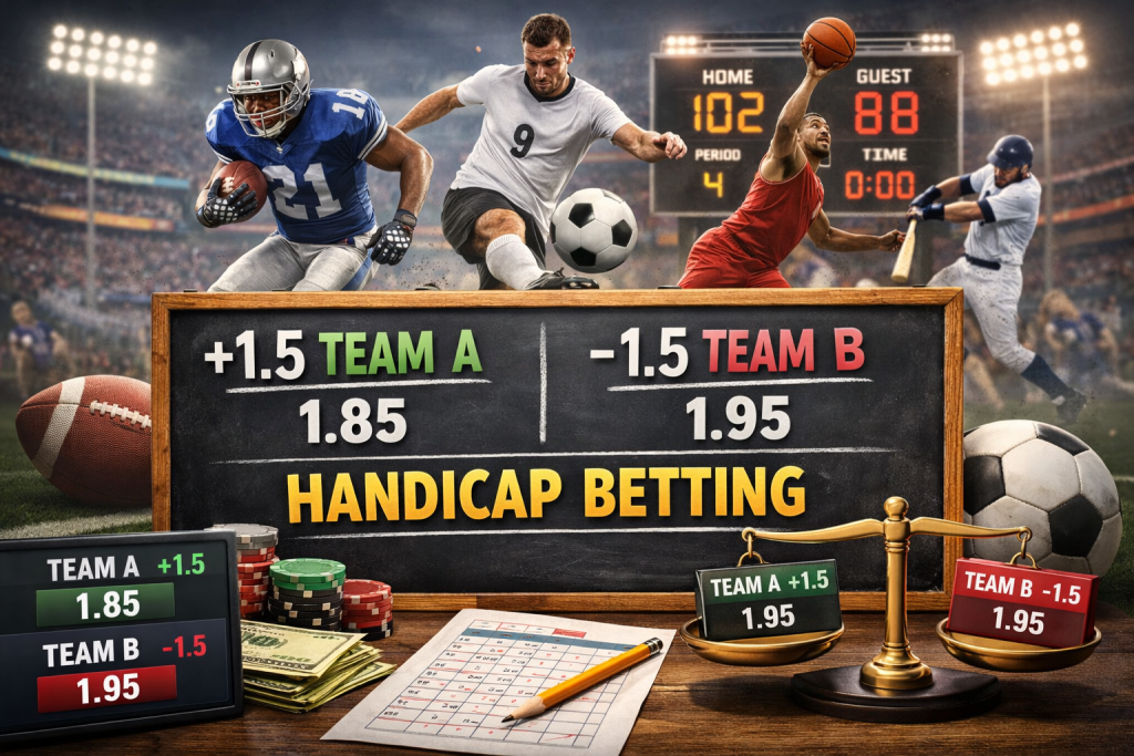 Diagrama que explica las apuestas con hándicap.